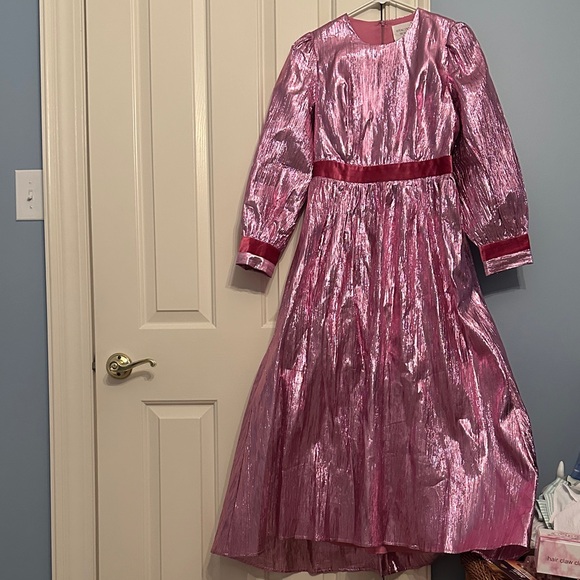 Like New Metallic and Velvet Hyacinth House Dress - Picture 1 of 6